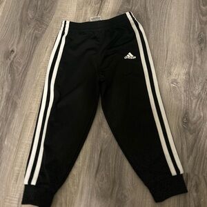 Adidas Kids Black Joggers with White Stripes